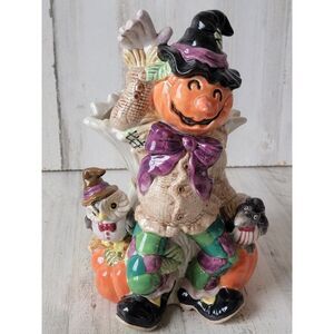 Fitz Floyd Halloween scarecrow pumpkin vase 1992 home decor